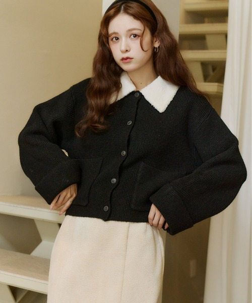 Olu.（オルドット）の「ボアカラーポケットカーディガン（カーディガン