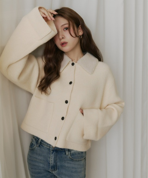 Olu.（オルドット）の「ボアカラーポケットカーディガン（カーディガン