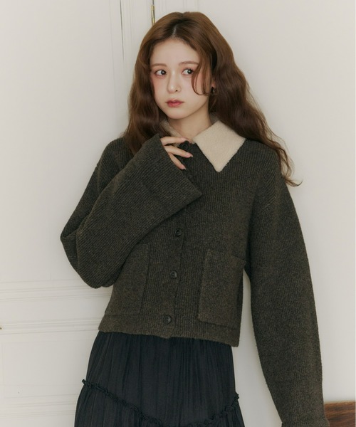 Olu.（オルドット）の「ボアカラーポケットカーディガン（カーディガン
