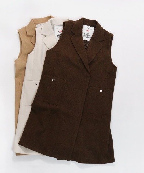 STUDIO PICONE(スタジオピッコーネ)の「ウールライクロングベスト(ベスト・レディース・キャメル/ブラウン/ベージュ・LL/L/M)」の2枚目の写真