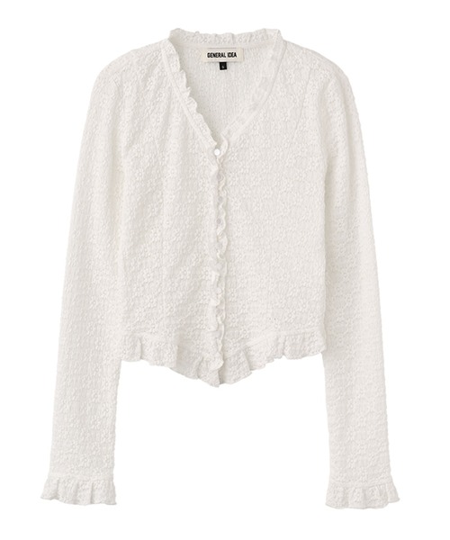 GENERAL IDEA(ジェネラルアイデア)の「GENERAL IDEA/ジェネラルアイディア lace frill blouse ブラウス(シャツ/ブラウス・レディース・ブラック/ホワイト・L/S/M)」の3枚目の写真