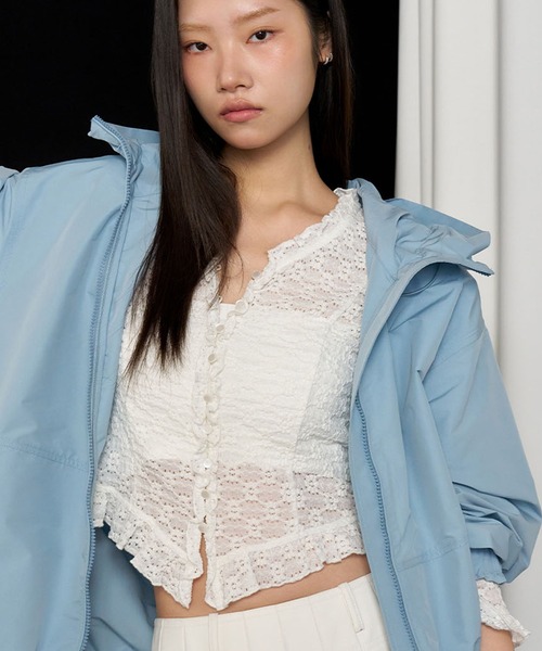 GENERAL IDEA(ジェネラルアイデア)の「GENERAL IDEA/ジェネラルアイディア lace frill blouse ブラウス(シャツ/ブラウス・レディース・ブラック/ホワイト・L/S/M)」の5枚目の写真