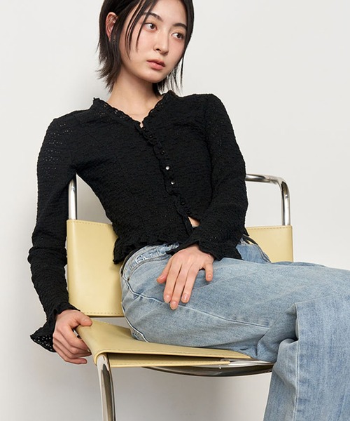 GENERAL IDEA(ジェネラルアイデア)の「GENERAL IDEA/ジェネラルアイディア lace frill blouse ブラウス(シャツ/ブラウス・レディース・ブラック/ホワイト・L/S/M)」の15枚目の写真