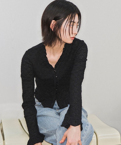 GENERAL IDEA(ジェネラルアイデア)の「GENERAL IDEA/ジェネラルアイディア lace frill blouse ブラウス(シャツ/ブラウス・レディース・ブラック/ホワイト・L/S/M)」の18枚目の写真