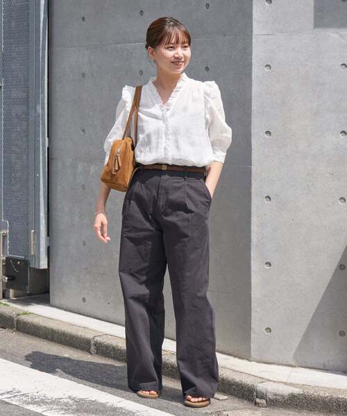 【18日までお値下げ】コットンシュリンクフリルハーフスリーブブラウスIENA38 18日までお値下げ】コットンシュリンクフリルハーフスリーブ