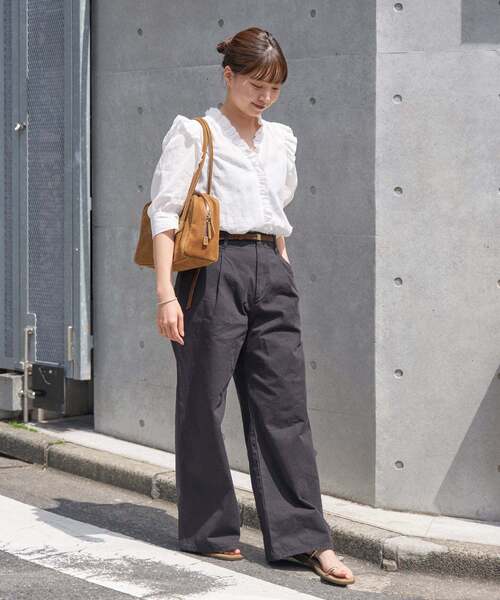 IENA（イエナ）の「《追加》コットンシュリンクフリルハーフスリーブブラウス（シャツ/ブラウス・レディース・サックスブルー/ホワイト/ネイビー・38/36）」の17枚目の写真