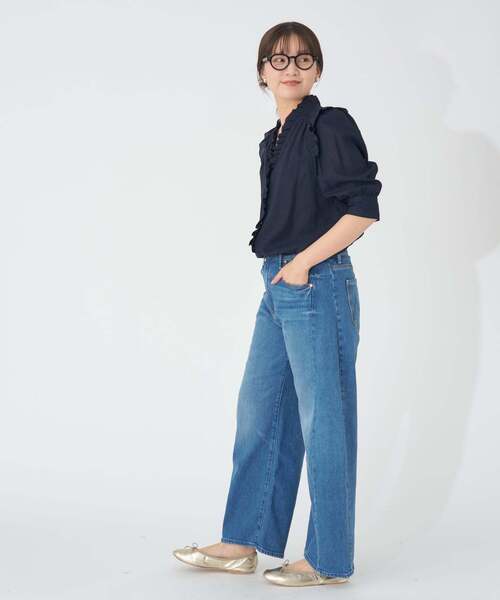 美品】IENAフリルカラーシャツブラウス 美品 イエナ IENA ストライプ