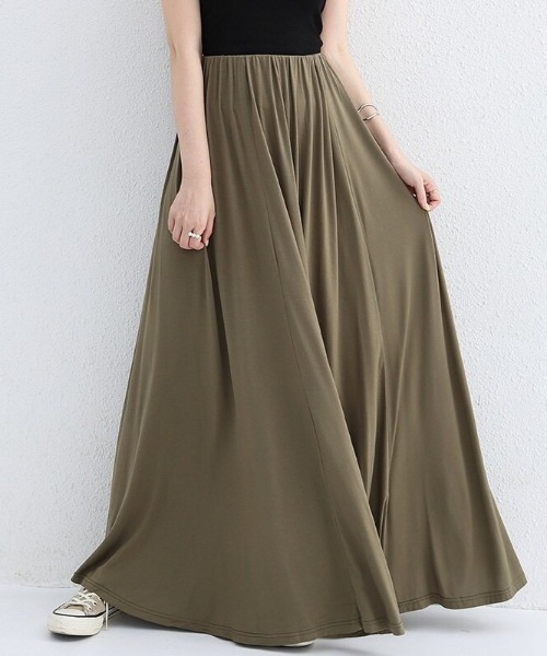 cammie(キャミー)の「カットソーマキシフレアスカート(スカート・レディース・ブラウン/ライトグレー/ダークグレー/カーキ/ブラック・FREE)」の5枚目の写真