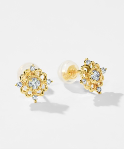 Jewel closet by L&Co.（ジュエルクローゼットバイエルアンドコー）の「K10 ダイヤモンド ピアス（ピアス（両耳用）・レディース・ゴールド系2/ゴールド系1・FREE）」の7枚目の写真