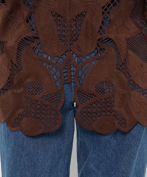 mysty woman（ミスティウーマン）の「パッチワークレースシャツカーディガン 581471（シャツ/ブラウス・レディース・ブラック/ブラウン/アイボリー・FREE）」の17枚目の写真