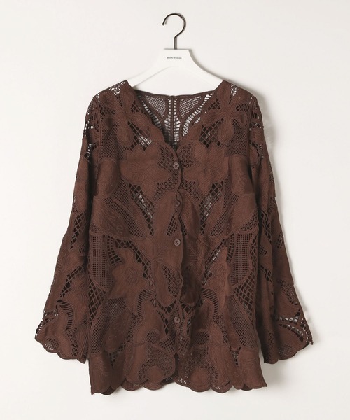 mysty woman（ミスティウーマン）の「パッチワークレースシャツカーディガン 581471（シャツ/ブラウス・レディース・ブラック/ブラウン/アイボリー・FREE）」の21枚目の写真