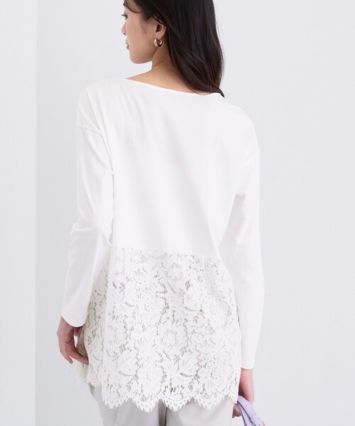 セール】【レイヤードにおすすめ】レース切り替えカットソー（Tシャツ