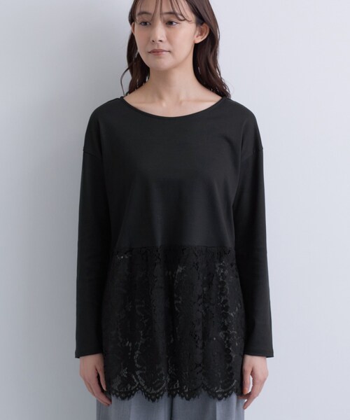 セール】レース切り替えカットソー（Tシャツ/カットソー