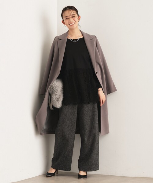 セール】【レイヤードにおすすめ】レース切り替えカットソー（Tシャツ