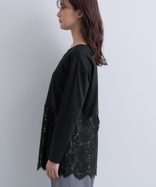 セール】【レイヤードにおすすめ】レース切り替えカットソー（Tシャツ