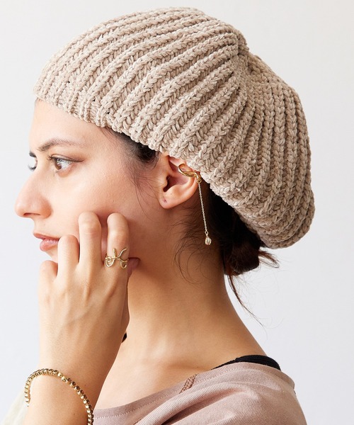 チャイハネ(チャイハネ)の「【チャイハネ】モールニットベレー帽(ハンチング/ベレー帽・レディース・ベージュ/ブラック/グレー/グリーン・FREE)」の3枚目の写真