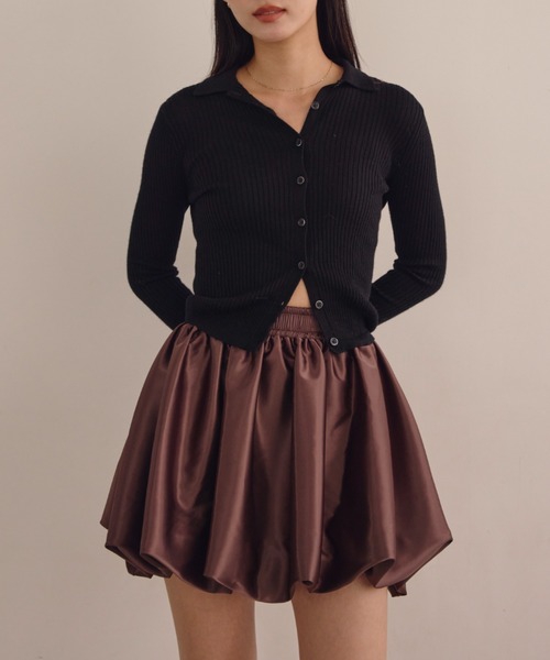 acym サテンバルーンミニスカート ブラック サテンバルーンミニスカート（スカート）｜ACYM（アシーム）の