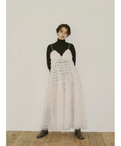 NOTREemor（ノートルエモア）の「tiered tulle dress（ワンピース・レディース・アイボリー/ブラック・FREE）」の6枚目の写真