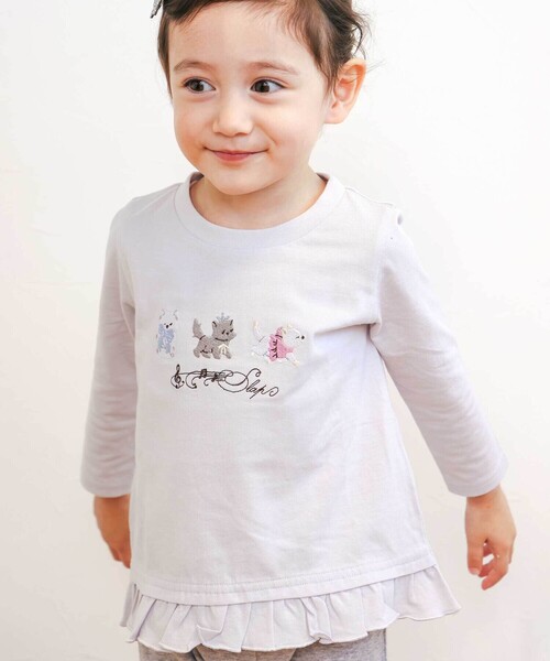 SLAP SLIP（スラップスリップ）の「【スララク/防汚加工/オーガニックコットン】ときめき女の子長袖Tシャツ(80~130cm)（Tシャツ/カットソー・キッズ・ピンク系その他/パープル系その他/ベージュ/ネイビー/ホワイト/ピンク/イエロー/オフホワイト・110cm/120cm/130cm/80ｃｍ/90cm/100cm）」の6枚目の写真