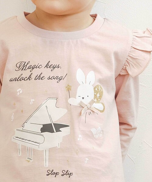 SLAP SLIP（スラップスリップ）の「【スララク/防汚加工/オーガニックコットン】ときめき女の子長袖Tシャツ(80~130cm)（Tシャツ/カットソー・キッズ・ピンク系その他/パープル系その他/ベージュ/ネイビー/ホワイト/ピンク/イエロー/オフホワイト・110cm/120cm/130cm/80ｃｍ/90cm/100cm）」の10枚目の写真