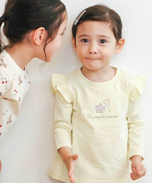 SLAP SLIP（スラップスリップ）の「【スララク/防汚加工/オーガニックコットン】ときめき女の子長袖Tシャツ(80~130cm)（Tシャツ/カットソー・キッズ・ピンク系その他/パープル系その他/ベージュ/ネイビー/ホワイト/ピンク/イエロー/オフホワイト・110cm/120cm/130cm/80ｃｍ/90cm/100cm）」の11枚目の写真