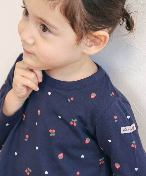 SLAP SLIP（スラップスリップ）の「【スララク/防汚加工/オーガニックコットン】ときめき女の子長袖Tシャツ(80~130cm)（Tシャツ/カットソー・キッズ・ピンク系その他/パープル系その他/ベージュ/ネイビー/ホワイト/ピンク/イエロー/オフホワイト・110cm/120cm/130cm/80ｃｍ/90cm/100cm）」の13枚目の写真