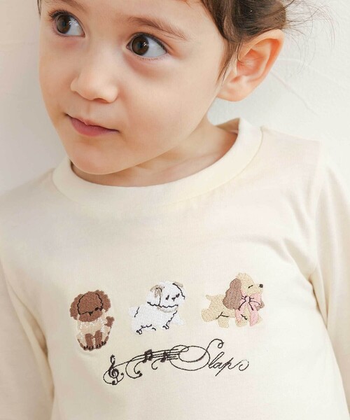 SLAP SLIP（スラップスリップ）の「【スララク/防汚加工/オーガニックコットン】ときめき女の子長袖Tシャツ(80~130cm)（Tシャツ/カットソー・キッズ・ピンク系その他/パープル系その他/ベージュ/ネイビー/ホワイト/ピンク/イエロー/オフホワイト・110cm/120cm/130cm/80ｃｍ/90cm/100cm）」の14枚目の写真