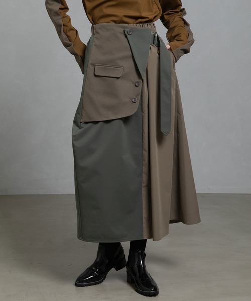 MARECHAL TERRE(マルシャルテル)の「ジャケットジョイントスカート(スカート・レディース・ブラック/チャコールグレー/カーキ/ネイビー・MEDIUM)」の4枚目の写真