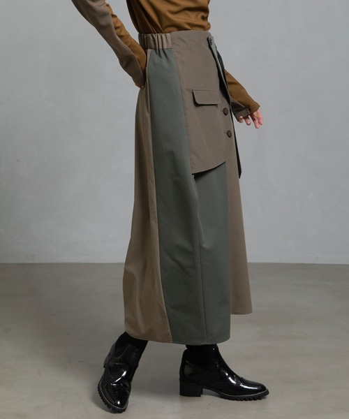 MARECHAL TERRE(マルシャルテル)の「ジャケットジョイントスカート(スカート・レディース・ブラック/チャコールグレー/カーキ/ネイビー・MEDIUM)」の14枚目の写真