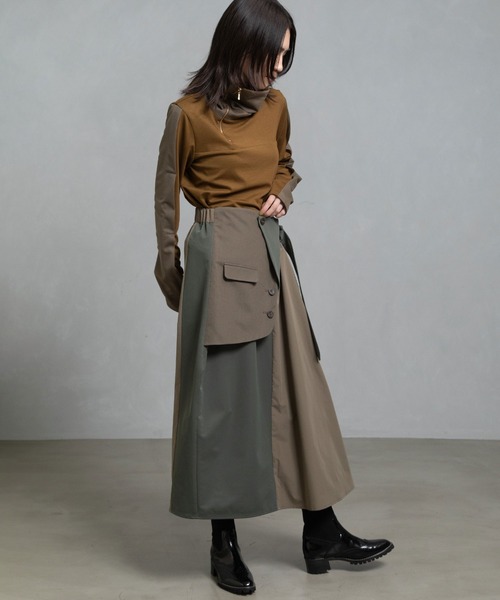 MARECHAL TERRE(マルシャルテル)の「ジャケットジョイントスカート(スカート・レディース・ブラック/チャコールグレー/カーキ/ネイビー・MEDIUM)」の16枚目の写真