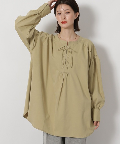 LAKOLE(ラコレ)の「レースアップブラウス / 588565(シャツ/ブラウス・レディース・オフホワイト/ネイビー/ブラウン/ベージュ系その他・FREE)」の3枚目の写真