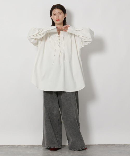 LAKOLE(ラコレ)の「レースアップブラウス / 588565(シャツ/ブラウス・レディース・オフホワイト/ネイビー/ブラウン/ベージュ系その他・FREE)」の5枚目の写真