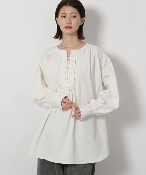 LAKOLE(ラコレ)の「レースアップブラウス / 588565(シャツ/ブラウス・レディース・オフホワイト/ネイビー/ブラウン/ベージュ系その他・FREE)」の8枚目の写真