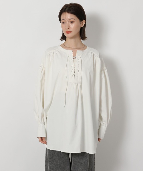 LAKOLE(ラコレ)の「レースアップブラウス / 588565(シャツ/ブラウス・レディース・オフホワイト/ネイビー/ブラウン/ベージュ系その他・FREE)」の14枚目の写真