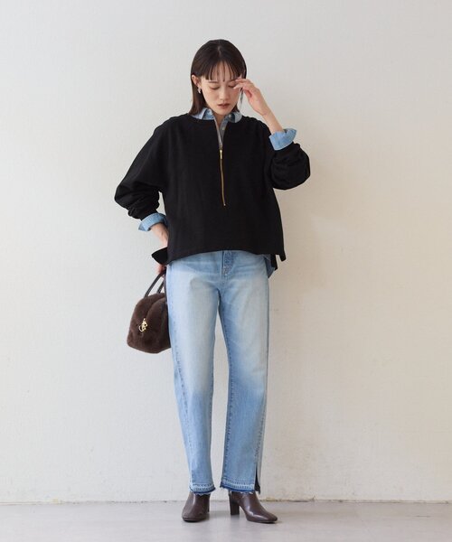 RIVE DROITE（リヴドロワ）の「【新色追加/抜け感◎】ハーフZIPスウェット（スウェット・レディース・ライトベージュ/グレー/ブラック/ホワイト/モカ・FREE）」の15枚目の写真