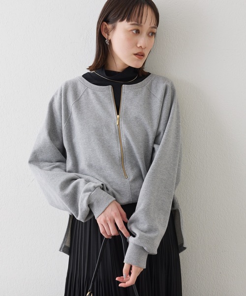 RIVE DROITE（リヴドロワ）の「【新色追加/抜け感◎】ハーフZIPスウェット（スウェット・レディース・ライトベージュ/グレー/ブラック/ホワイト/モカ・FREE）」の3枚目の写真
