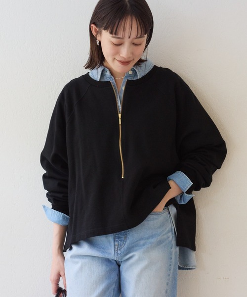 予約【新色追加/抜け感◎】ハーフZIPスウェット（スウェット）｜RIVE