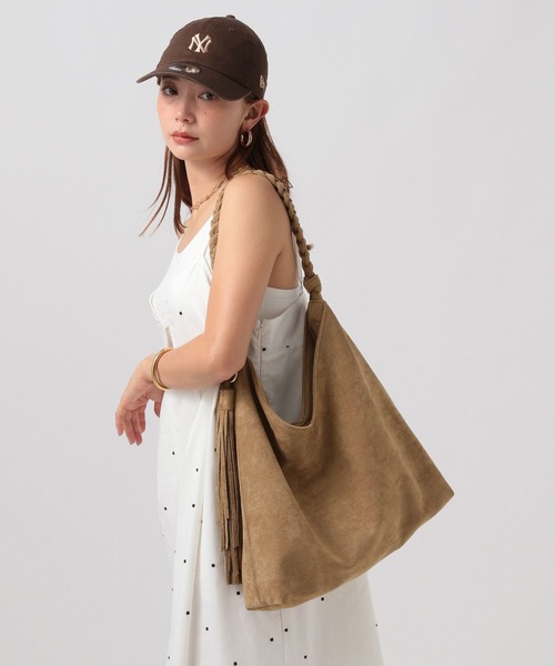 A4サイズ対応】編みハンドルホーボーバッグ / スウェード