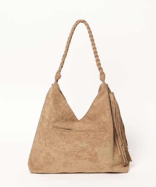 A4サイズ対応】編みハンドルホーボーバッグ / スウェード