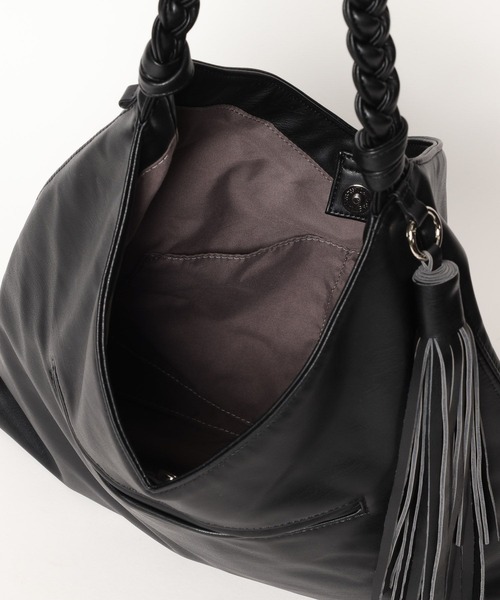 BAYFLOW（ベイフロー）の「【A4サイズ対応】編みハンドルホーボーバッグ / スウェード / フェイクレザー / トートバッグ（トートバッグ・レディース・ブラック/ベージュ/ブラウン・FREE）」の22枚目の写真