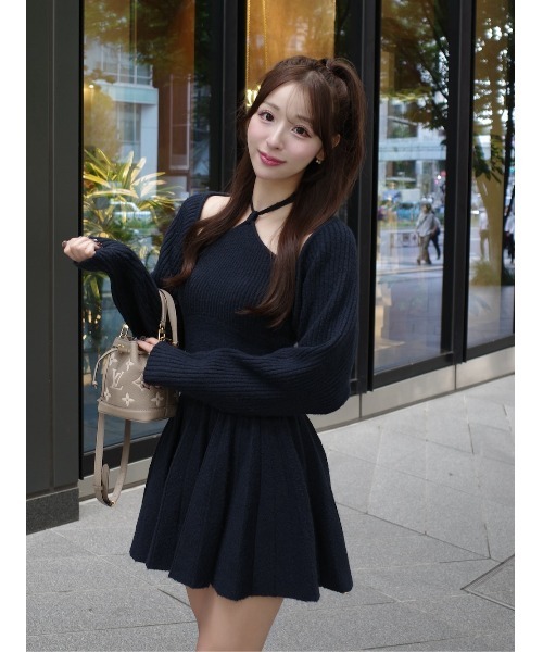 ダーリッチ ホルターフレアニットミニワンピース ホルターフレアニットミニワンピース（ワンピース）｜Darich