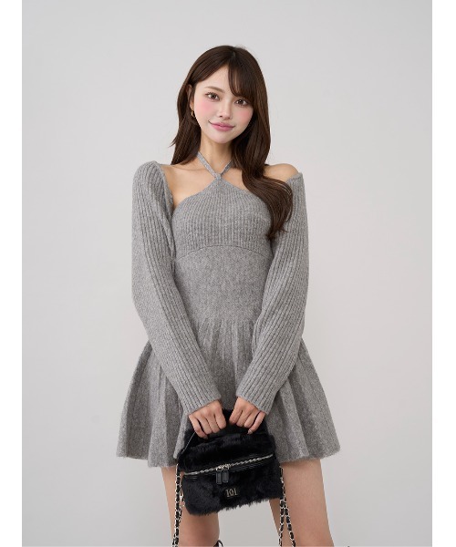 ダーリッチ ホルターフレアニットミニワンピース ダーリッチ Darich ホルターフレアニットミニワンピース