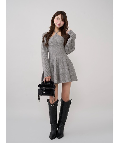 ホルターフレアニットミニワンピース（ワンピース）｜Darich