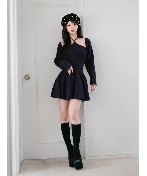 ホルターフレアニットミニワンピース（ワンピース）｜Darich