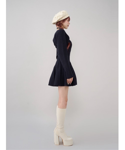 ホルターフレアニットミニワンピース（ワンピース）｜Darich