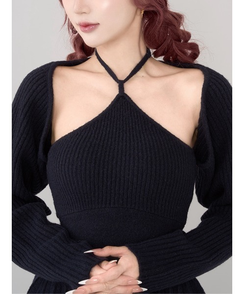 ホルターフレアニットミニワンピース（ワンピース）｜Darich