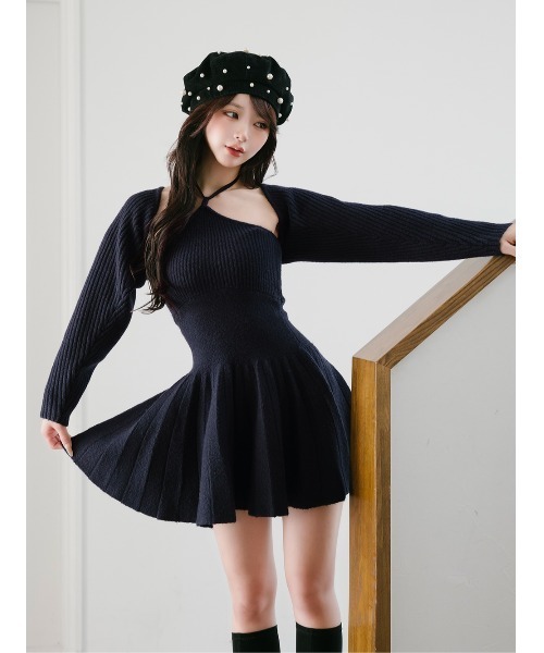 ホルターフレアニットミニワンピース（ワンピース）｜Darich