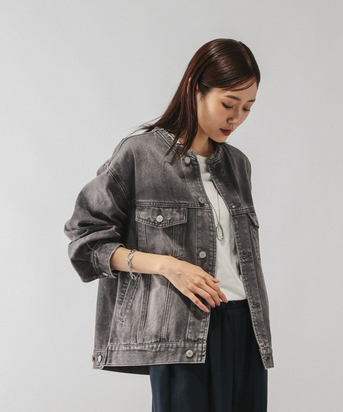 GLOBAL WORK(グローバルワーク)の「軽やかGOODデニムジャケット/575194(デニムジャケット・レディース・ブルー系その他6/サックスブルー/グレー・MEDIUM/LARGE)」の8枚目の写真