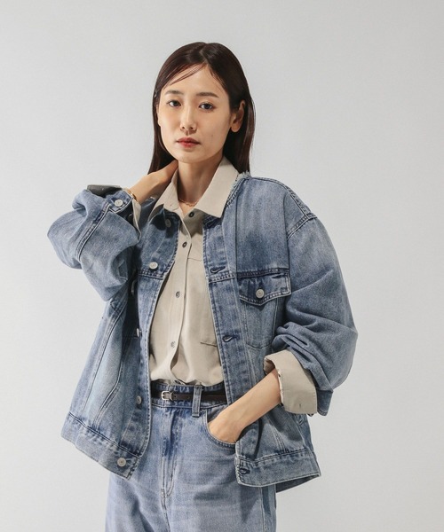 GLOBAL WORK(グローバルワーク)の「軽やかGOODデニムジャケット/575194(デニムジャケット・レディース・ブルー系その他6/サックスブルー/グレー・MEDIUM/LARGE)」の11枚目の写真