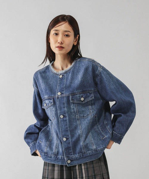 GLOBAL WORK(グローバルワーク)の「軽やかGOODデニムジャケット/575194(デニムジャケット・レディース・ブルー系その他6/サックスブルー/グレー・MEDIUM/LARGE)」の17枚目の写真